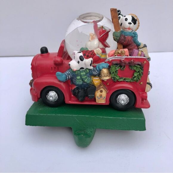 SANTA IN A CAR WITH PUPPIES STOCKING HOLDER HANGER CHRISTMAS FIGURINE 3.5" TALL - Picture 2 of 7